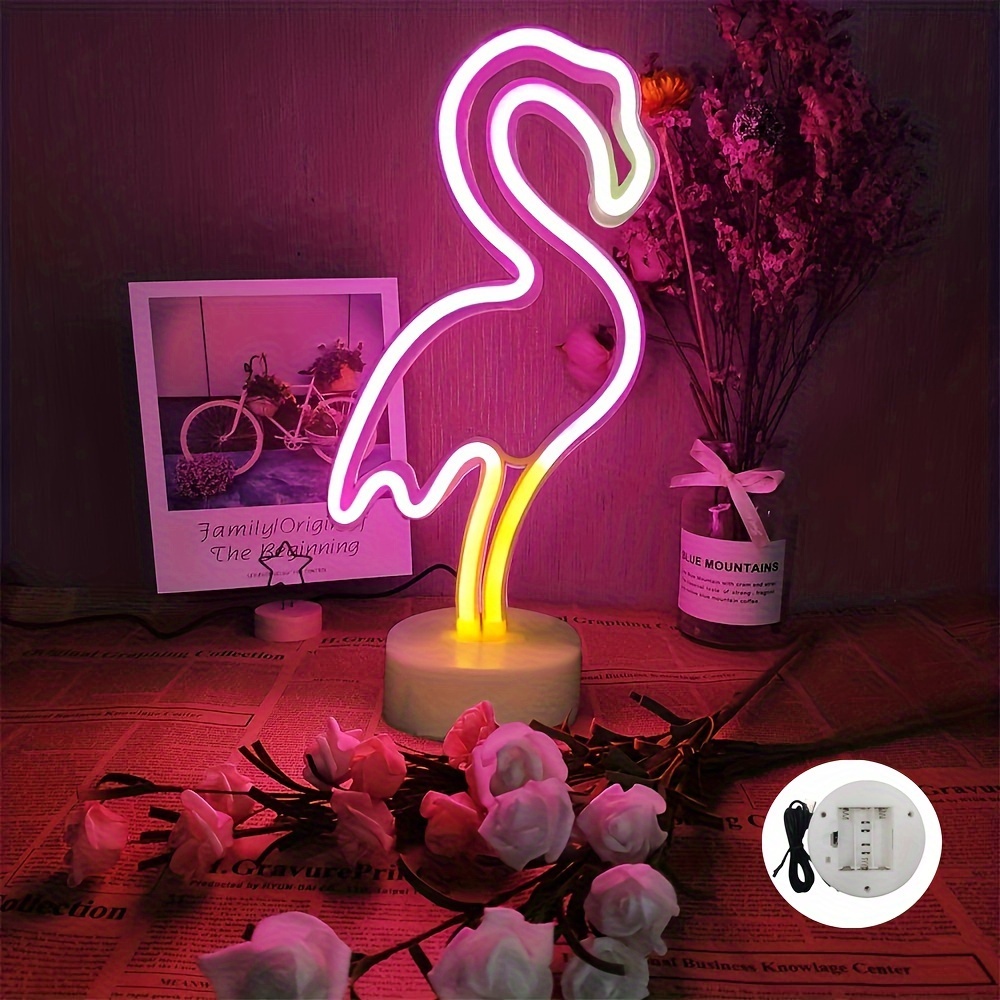 Flamingo Light Neon Sign Battery Usb Powered Lighting Gift Temu