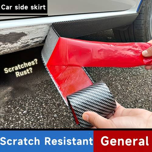 Universal Car Side Skirt Protector - Scratch-Resistant, Anti-Collision Strip with Full Adhesive Backing, PVC Material for Rust Repair & Decorative Enhancement