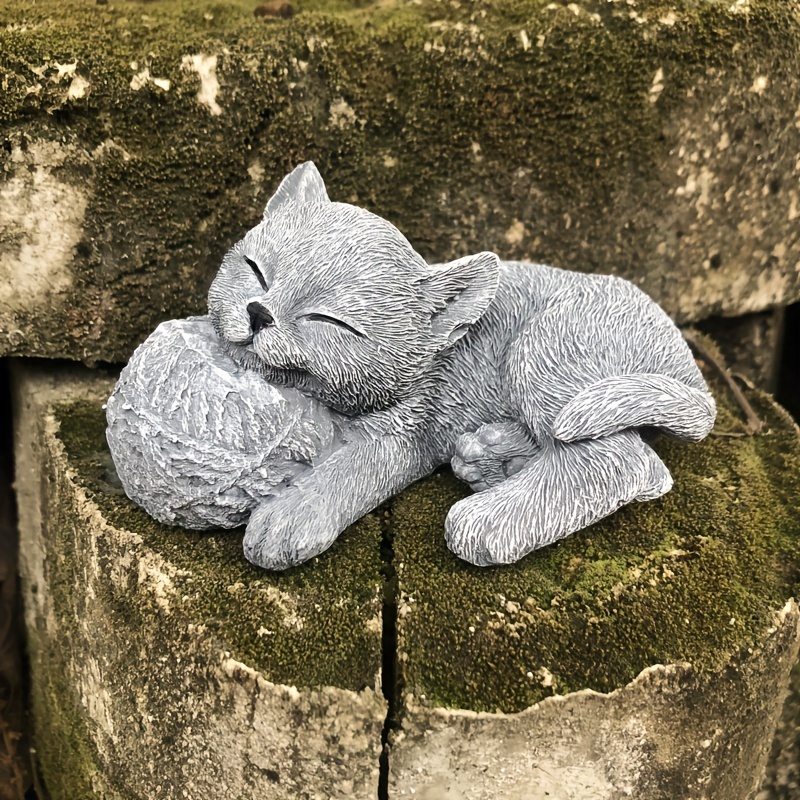 

Yi Zhitan Cat Memorial Statue - Resin Pet Tombstone For Garden, Outdoor Animal Decor, Sympathy Gift For Loss Of Feline Friend, Cat Memorial Items