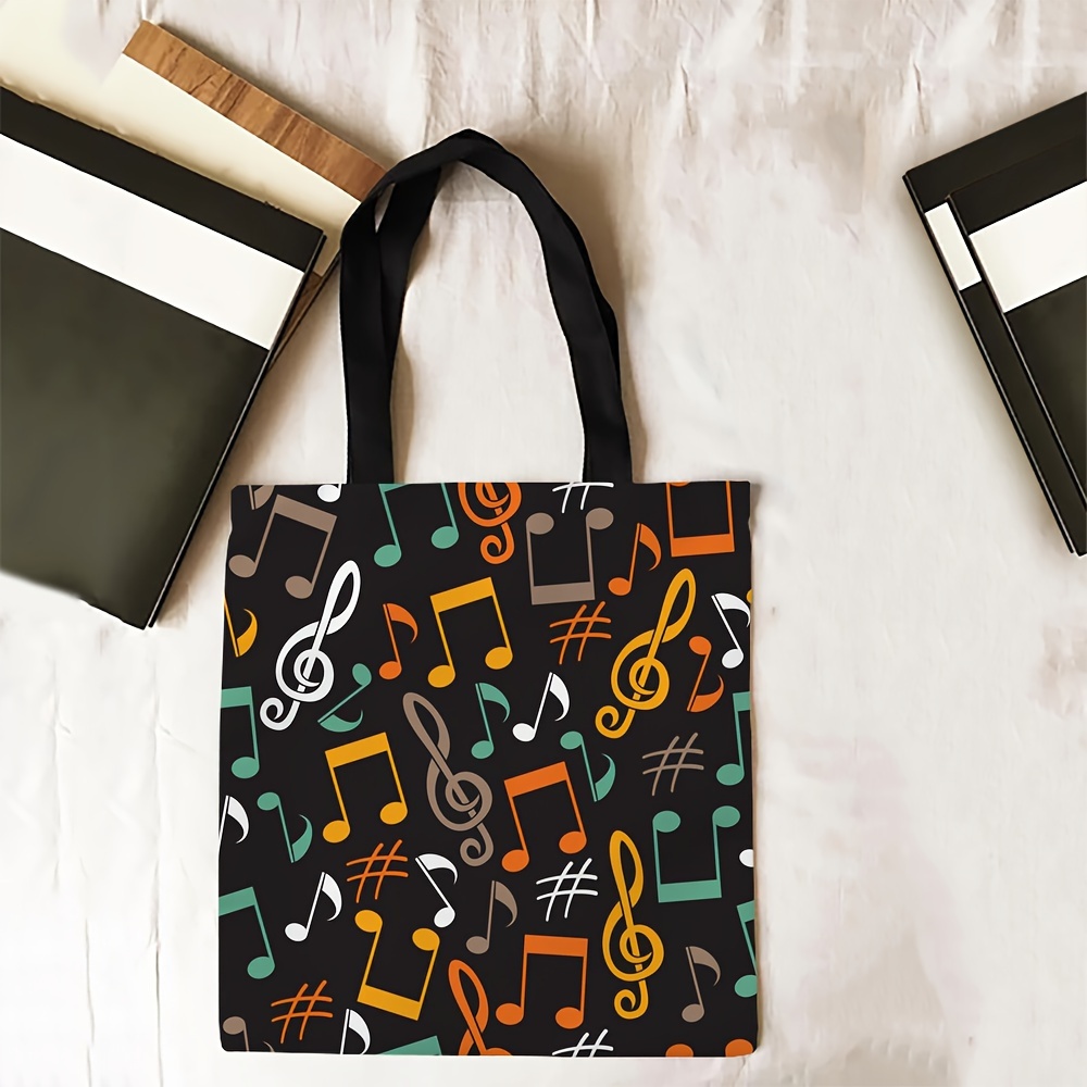 

Chic Music Note Print Tote Bag For Women - Casual Shoulder Handbag, Shopping & Commuting