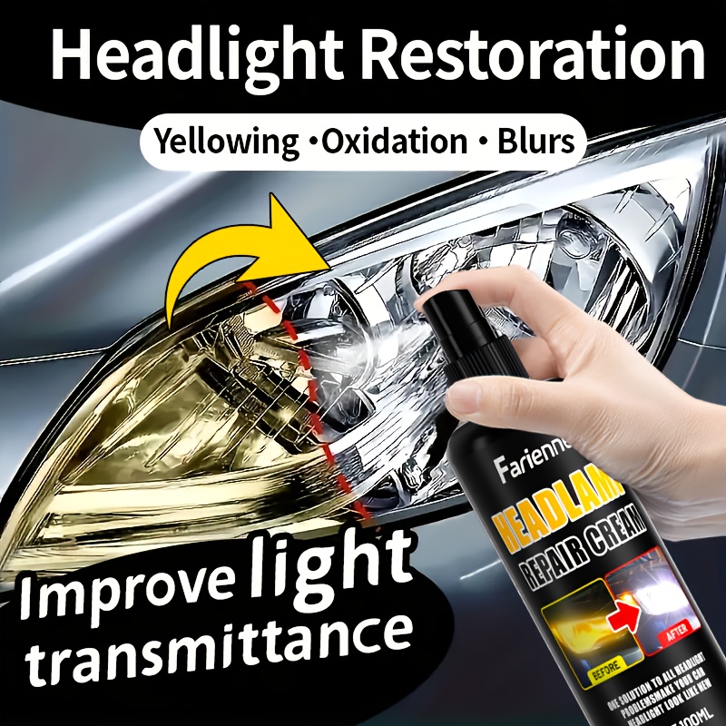 headlight repair spray removes yellow oxidation scratches fog and   making headlights bright   suitable for car front and rear lights non toxic prevents yellowing and oxidation an effective refurbishment solution