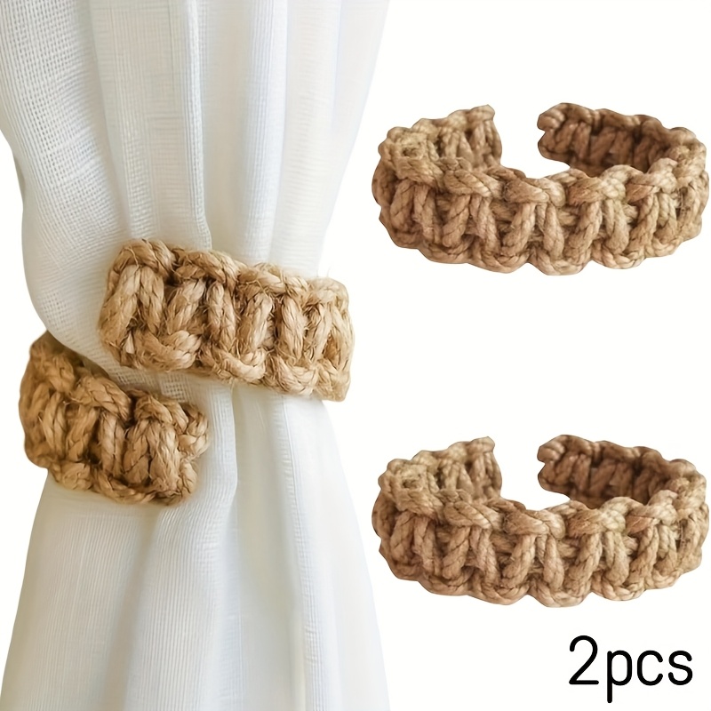 TEMU 8pcs/2pcs/1pc Attaches-rideaux en corde tissée à 1pc/2pcs/8pcs - Porte-rideaux bohème avec franges, support de fenêtre tissé pour décoration de
