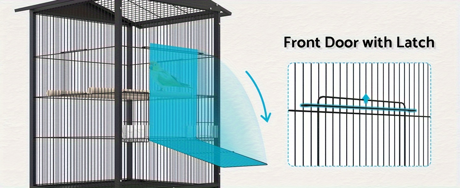   large metal bird cage with 2 perches rotatable wheels brake ideal for parrots budgies     antirust   waterproof tray 85 57cm Product details 4