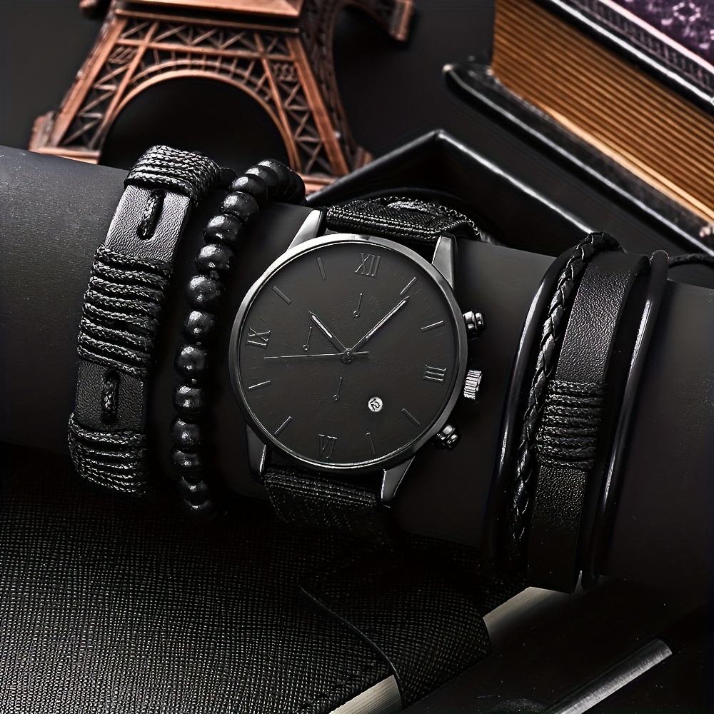 4pcs set mens casual nylon simple sport style watches details 1