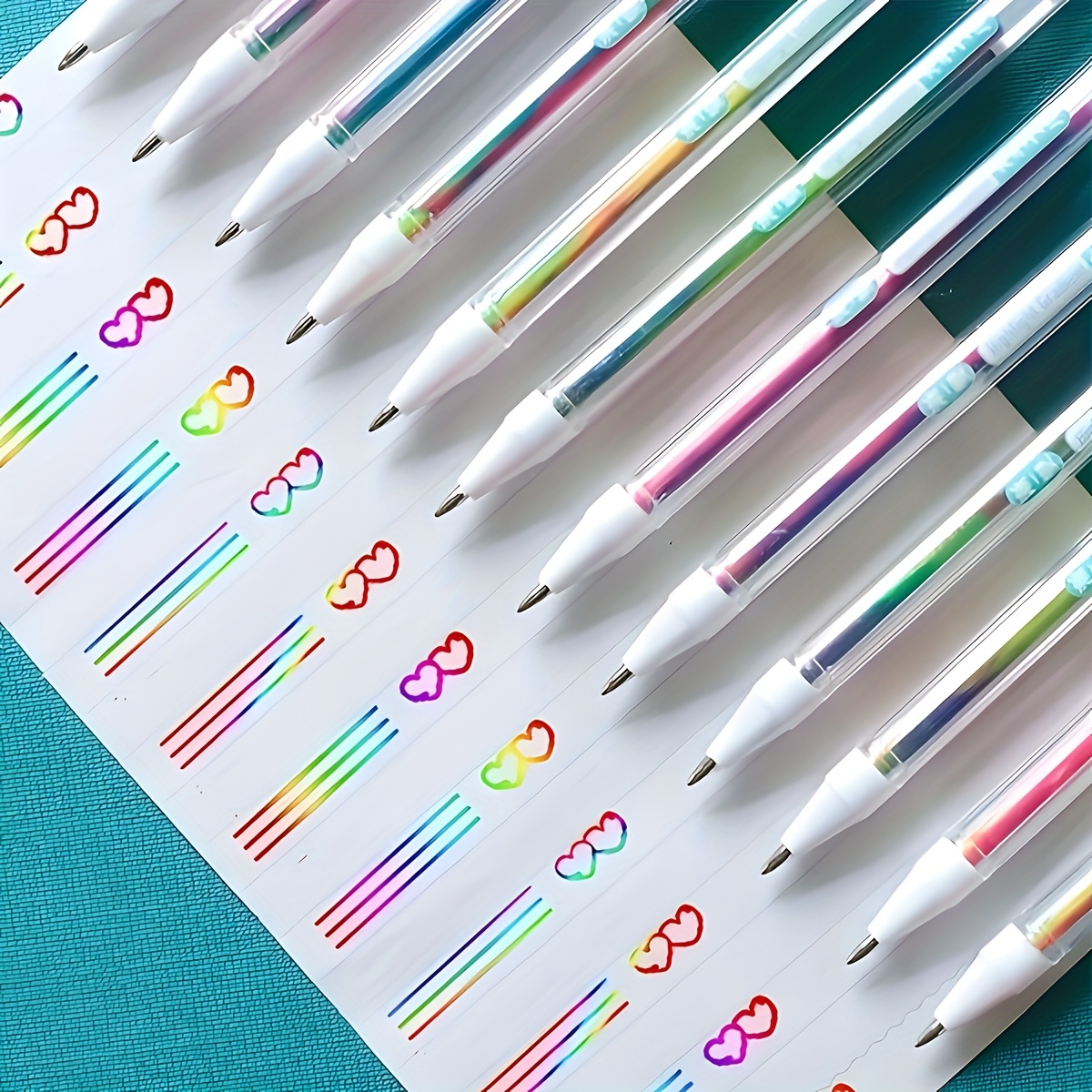 12-color Glitter Rainbow Gradient Gel Pen Set, Medium Point, Vibrant Colors, Smooth Writing For Daily Painting And Writing, Office And School Supplies