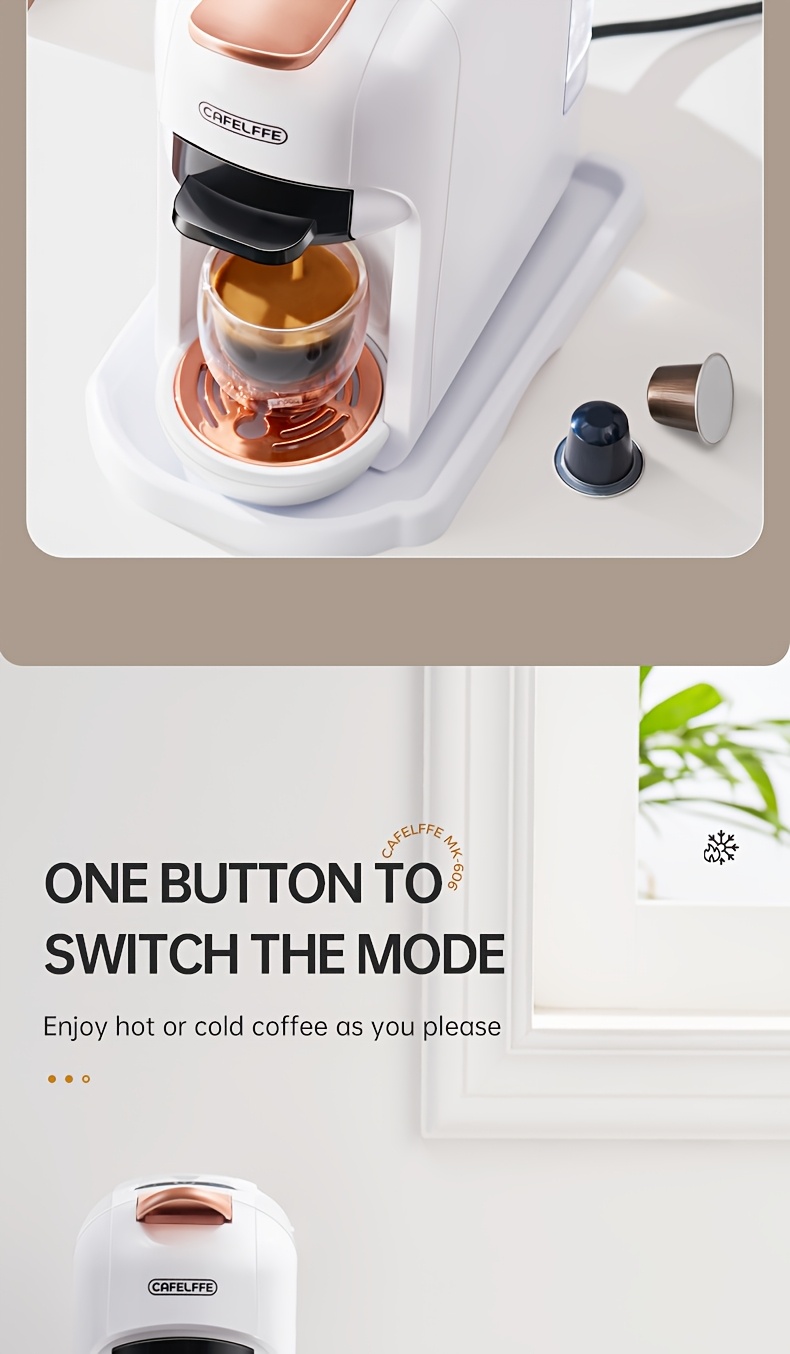 MK606 Cafelffe 5‑in‑1 Kapsel-Kaffeemaschine, 19 Bar Espresso Maker, kompatibel mit Nescafé, DG, K‑Cup & Kaffeepulver