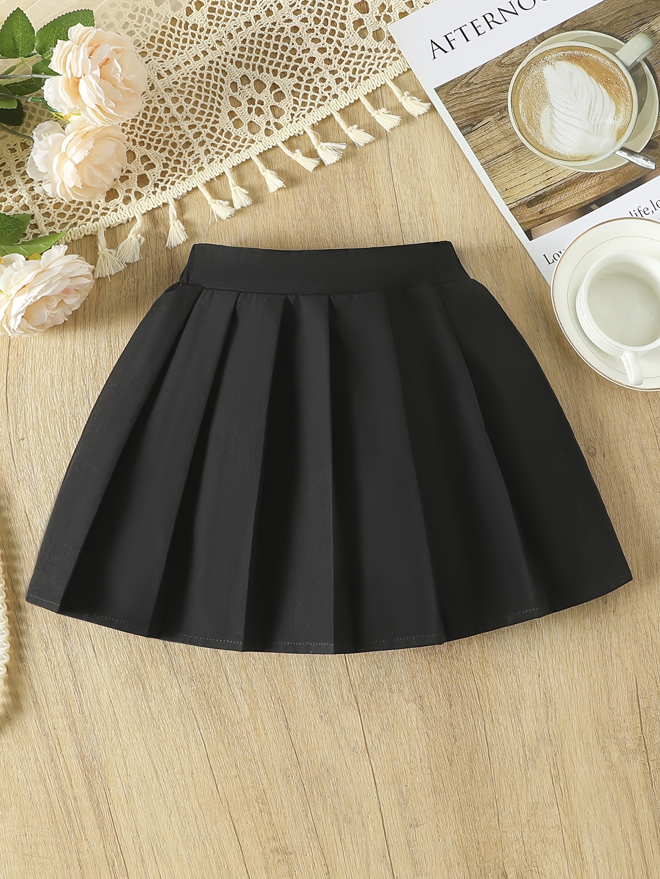 School Skirt Black Skirt Knee Length Pleated Women Knee Length