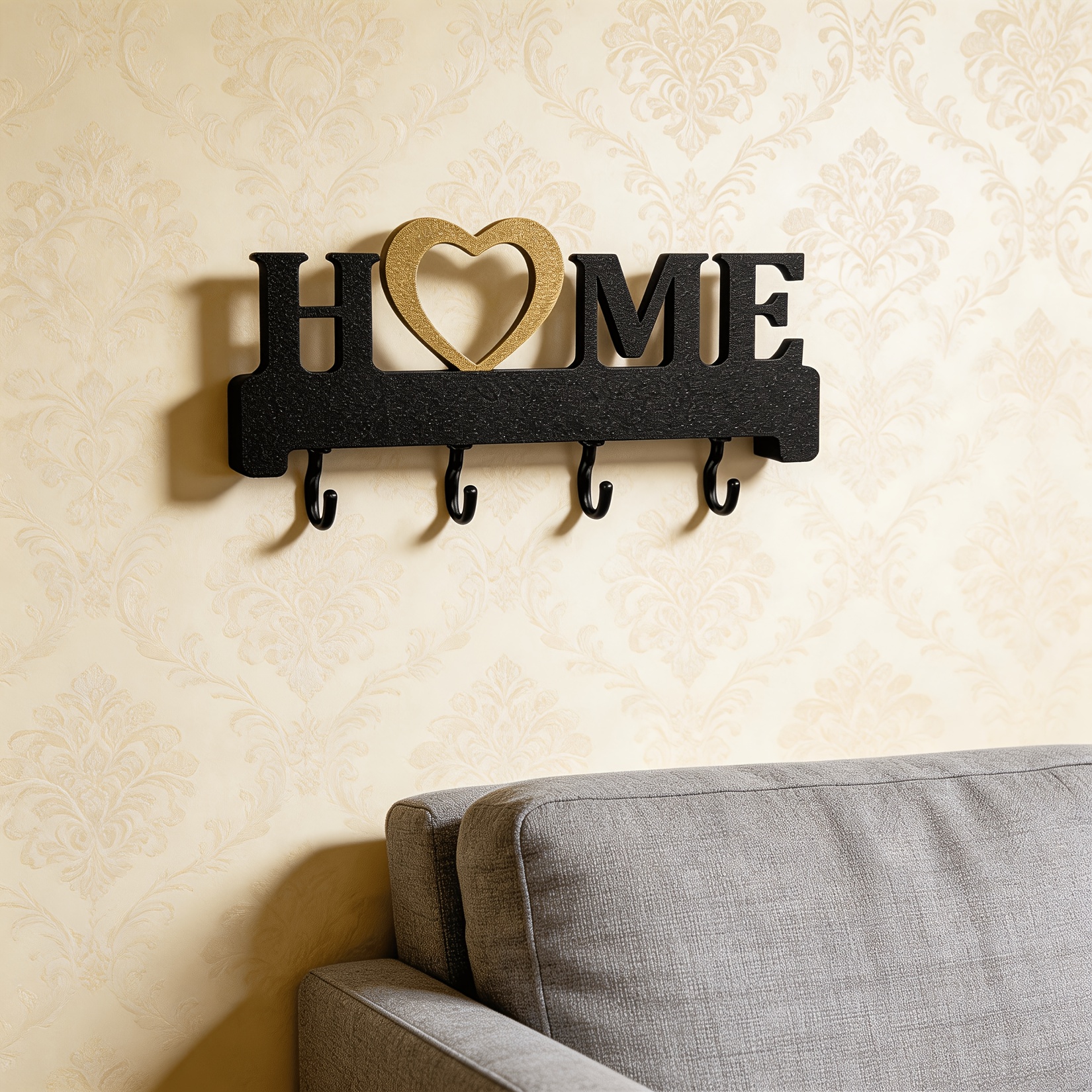 TEMU Punch-free Home 3d Multi-hook House-shaped Wall Hook Rack, Suitable For Wall-mounted Display, Suitable For Keys, Accessories, Scarves, Clothing,