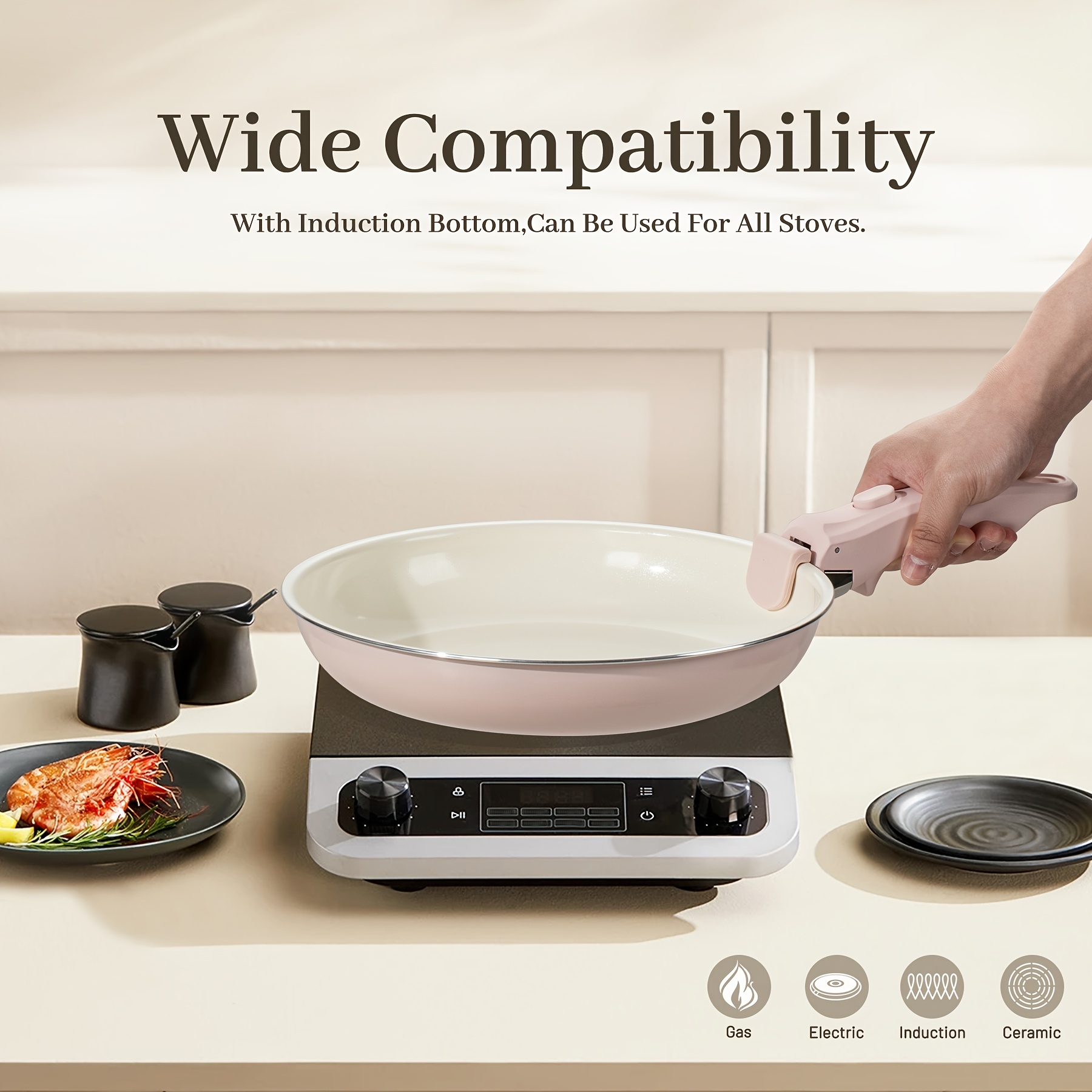 5pcs Ceramic Coating Cookware Set, Non-Stick Pots and Pans