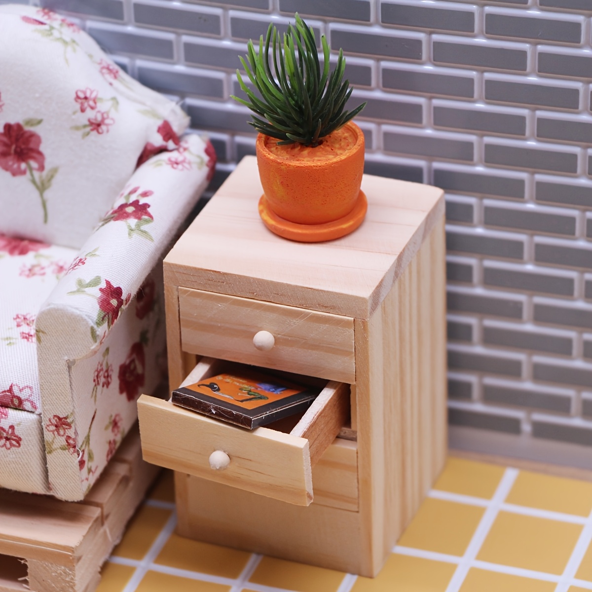 

Vintage Wooden Miniature Nightstand With Drawers, Handcrafted Dollhouse , Decoration For Miniature , With No Electricity Required, For Christmas, Halloween, Easter, New Year, Diy Crafts