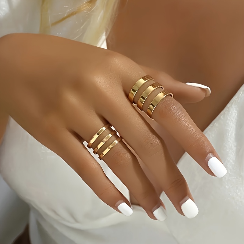 2pcs Wide and Narrow Multi-layer Ring Set, Trendy Accessory