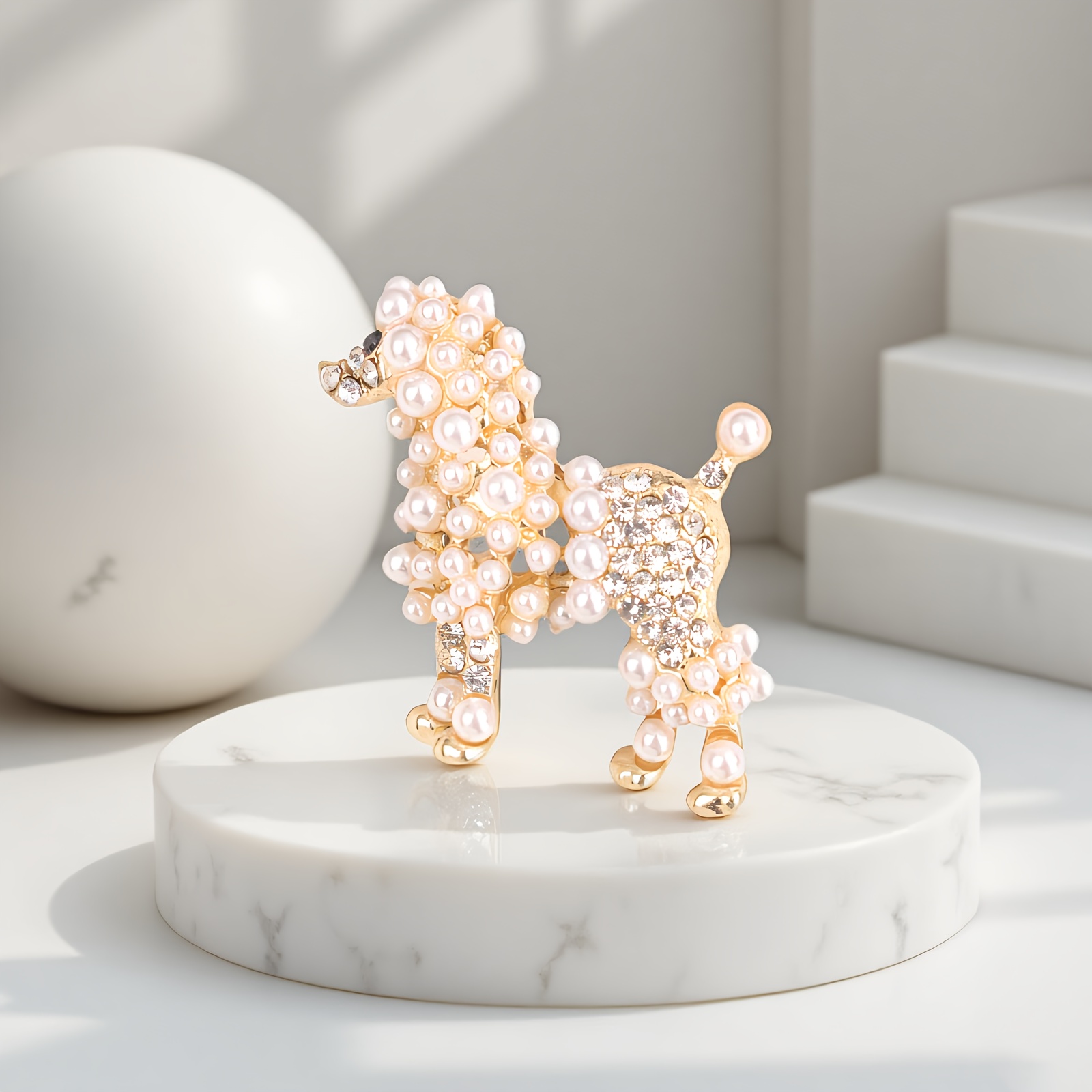 TEMU 1pc Sweet Poodle Brooch - With & Rhinestones. Ideal For Women' Wear, Perfect For Sweaters, Dresses, And Cute . A For