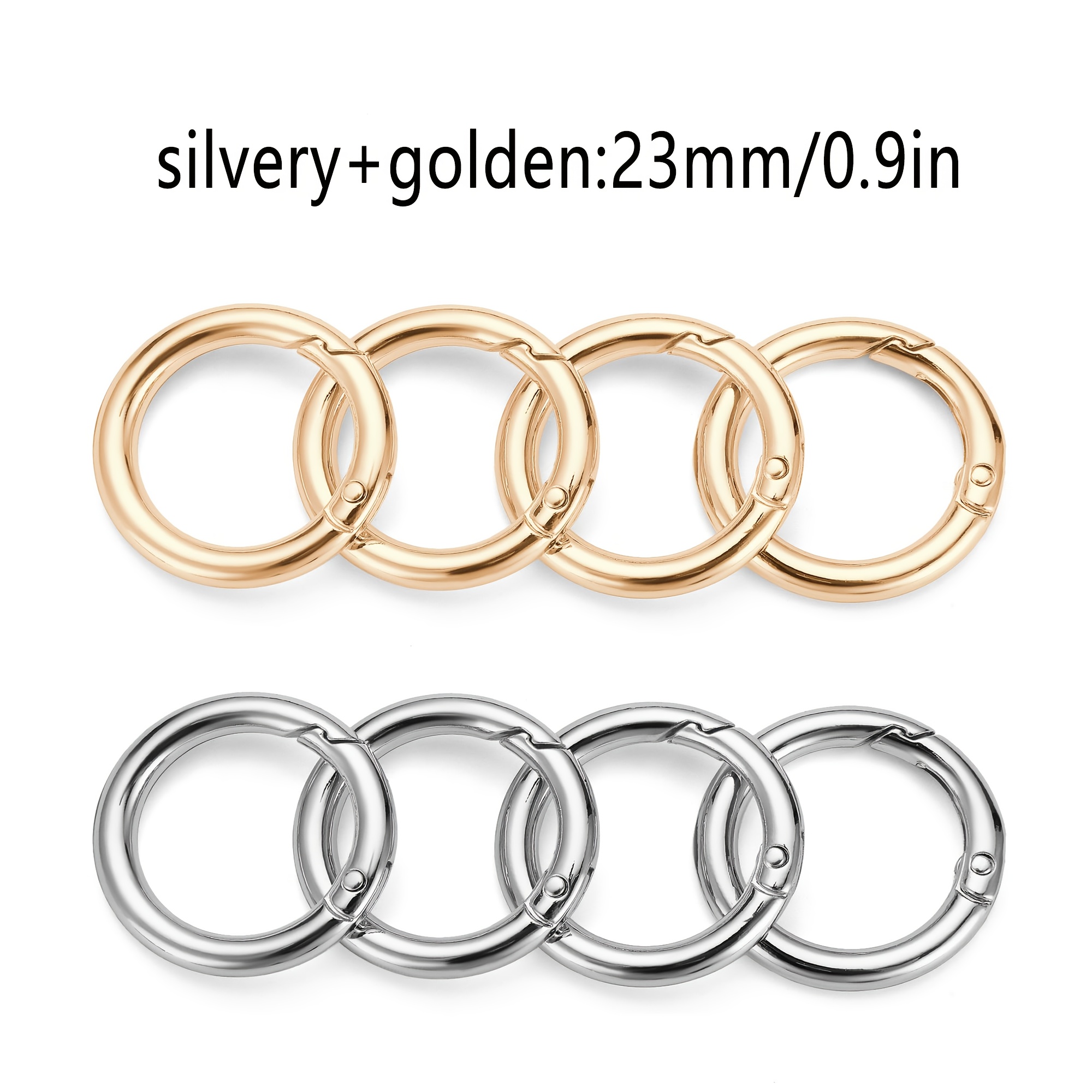 E-shop 36 Stück, runder Metall-Feder-Schlüsselanhänger, Federschnappverschluss-Haken-Clip, Feder-Schlüsselanhänger-Schnallenring, flacher O-Ring,