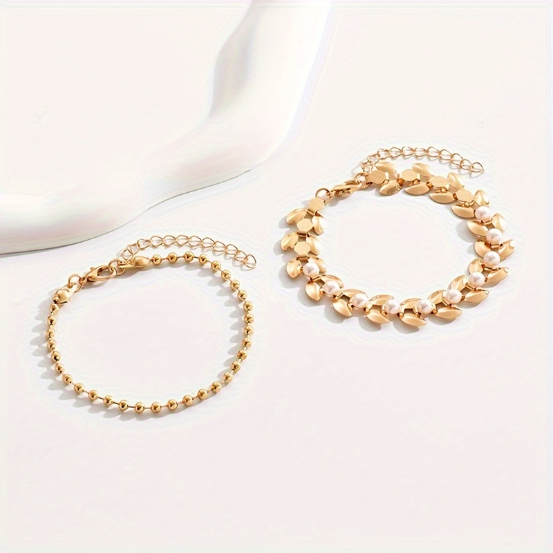 Golden Wheat Bracelets with Pearls Customizable Chain for Women