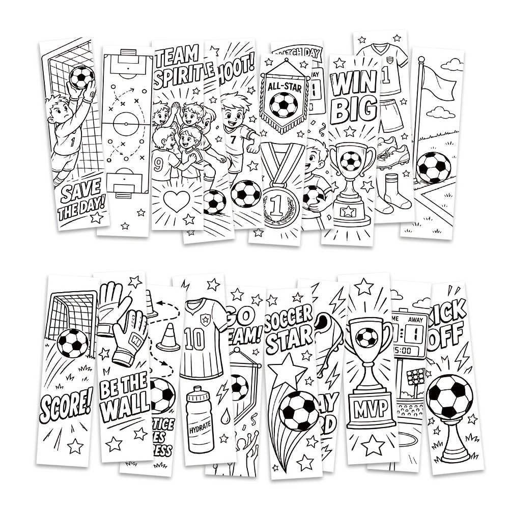 TEMU 20pcs Black And White Teen Football Trophy Score Field 's Hand-painted Exquisite Bookmark Set School Supplies, Office Supplies And Additions 5.9