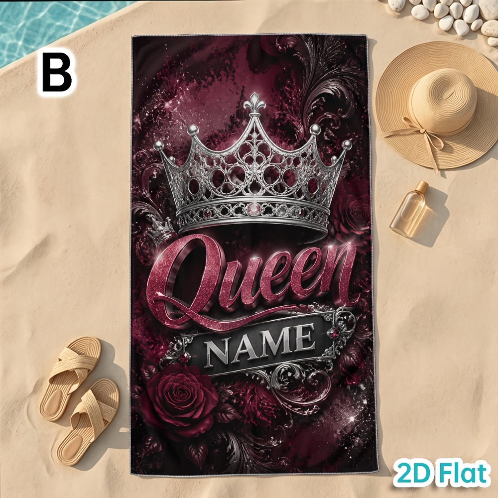 Custom Couple Beach Towel with Luxurious Crown Style Design
