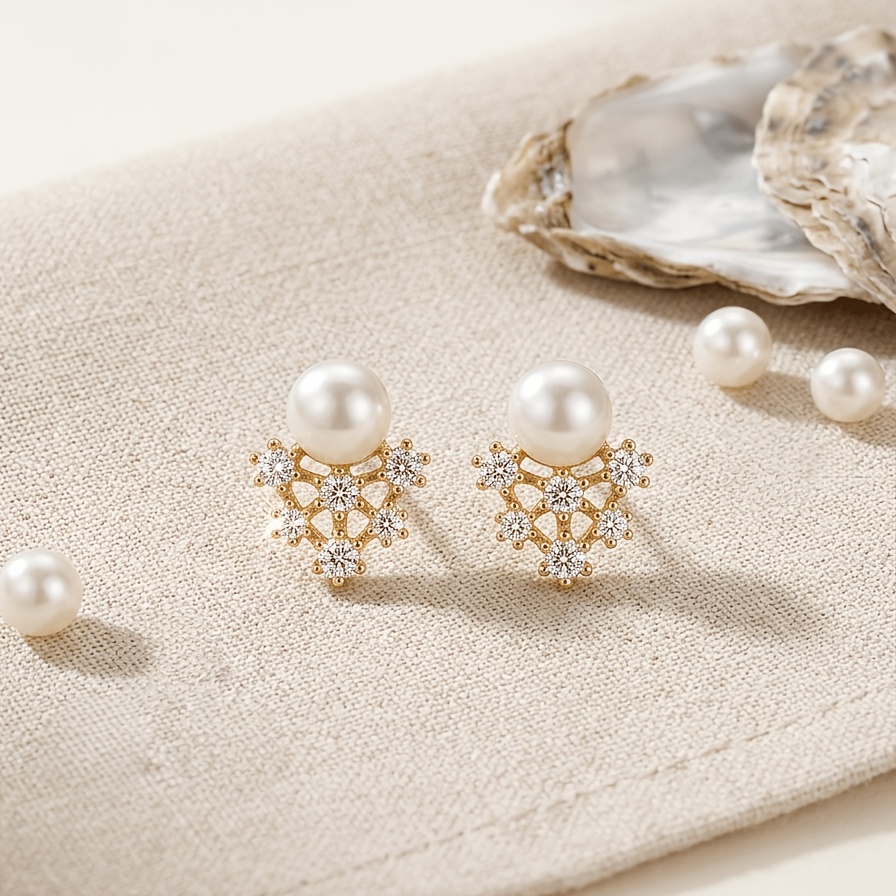 Image of A Pair Of Elegant And Simple Stud Earrings With An Irregular Shape, Very Delicate And Sparkling, Suitable For Women's Wedding Banquets, Bridal Engagements, And Daily Wear