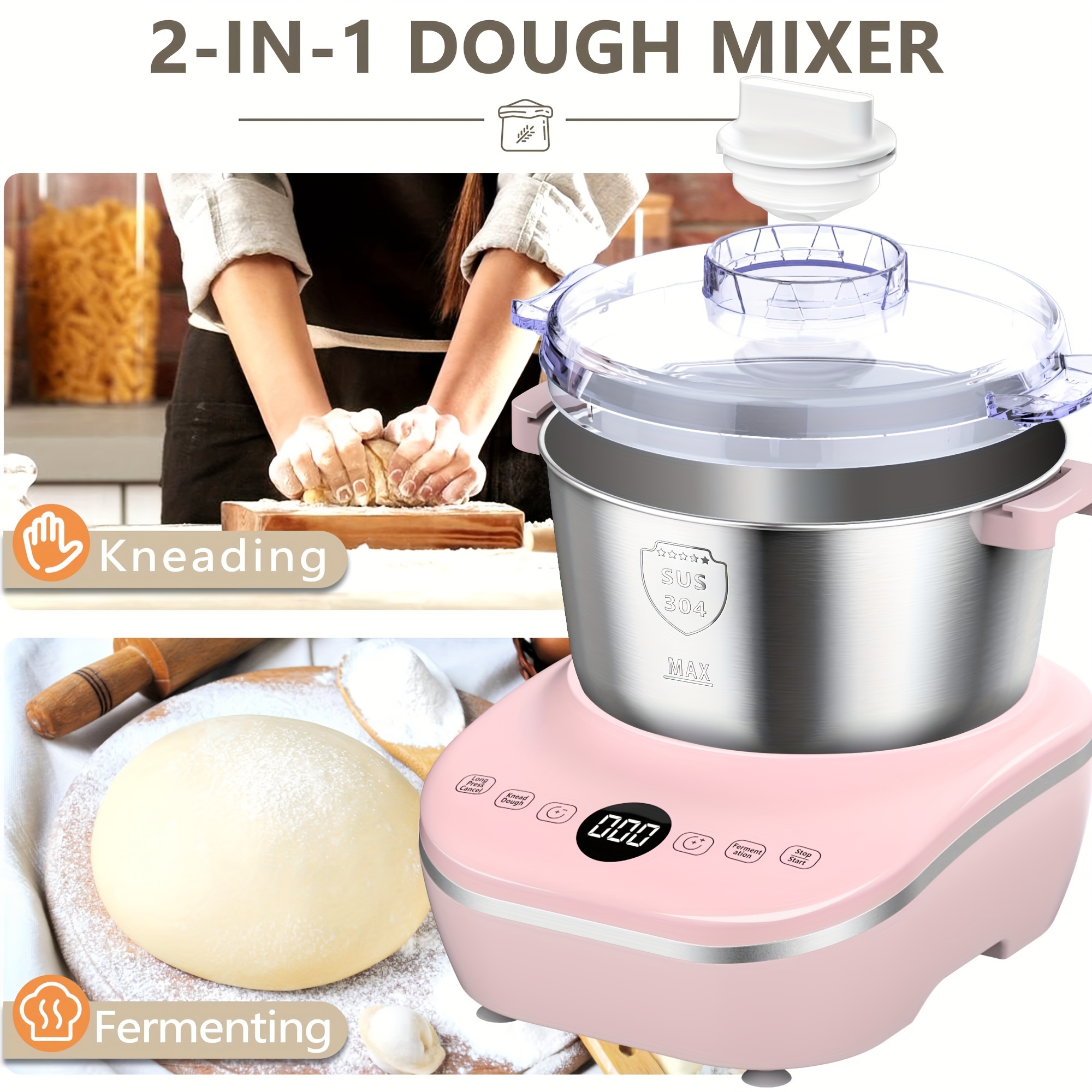 7 3   electric dough maker 304 stainless steel bowl portable lightweight electric kitchen mixer for daily use with   function for pizza bread toast pasta and   Product details 1