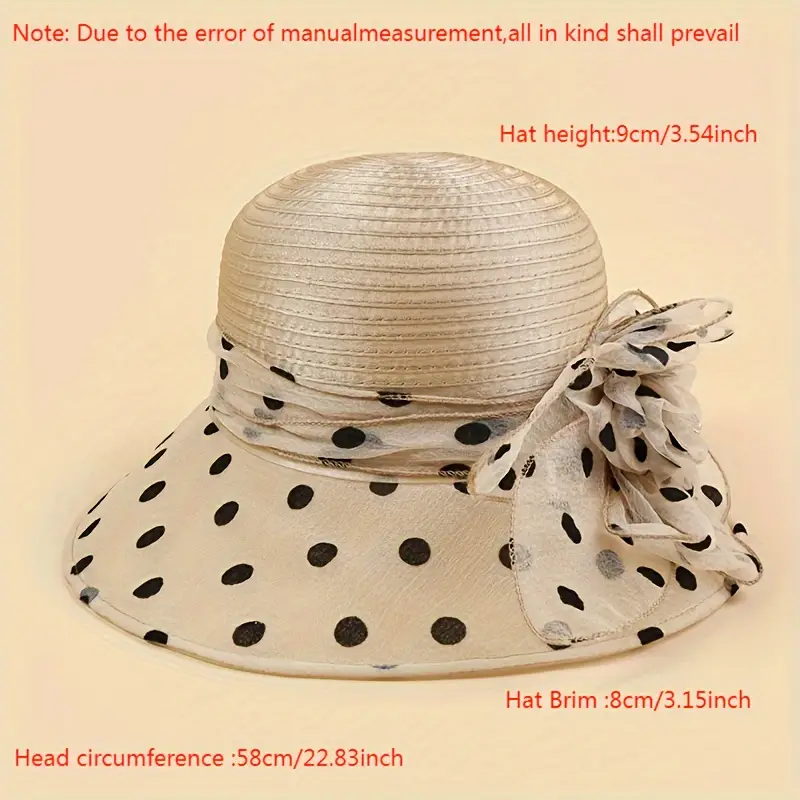 Organza Polka Dot Flower Sun Hat Elegant Breathable Top Hat - Temu