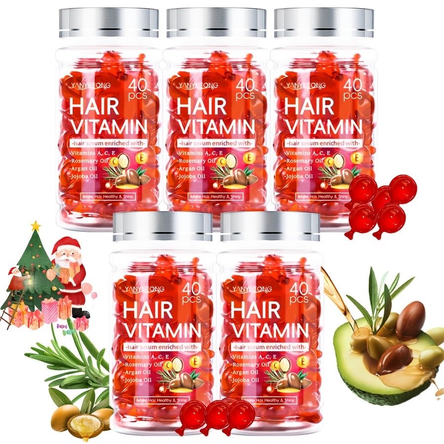 40 cápsulas de   de   para el cabello, 5 cajas - hidrata el cabello,   en aceite de  , aceite de argán,   a, c, e, cápsulas de aceite de   capilar, cápsulas de   para el   del cabello