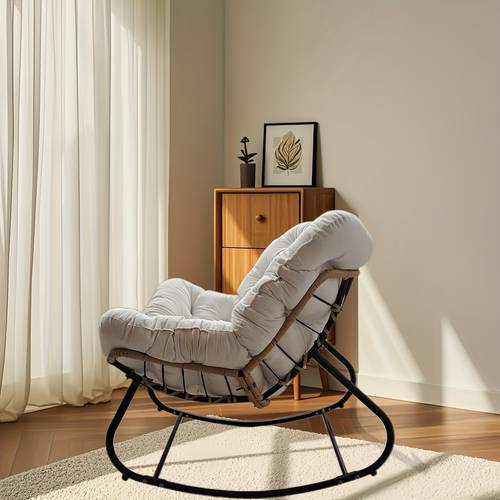 outdoor rocking chair patio egg rocking chair indoor papasan chair rattan wicker lounge chair modern royal chair for bedroom living room porch garden