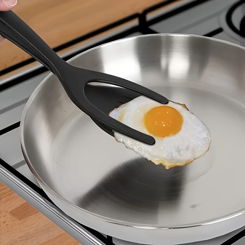 Espátula de nylon 2 en 1 para huevos, panqueques y bistec - Herramienta de cocina multifuncional para voltear y servir fácilmente.
