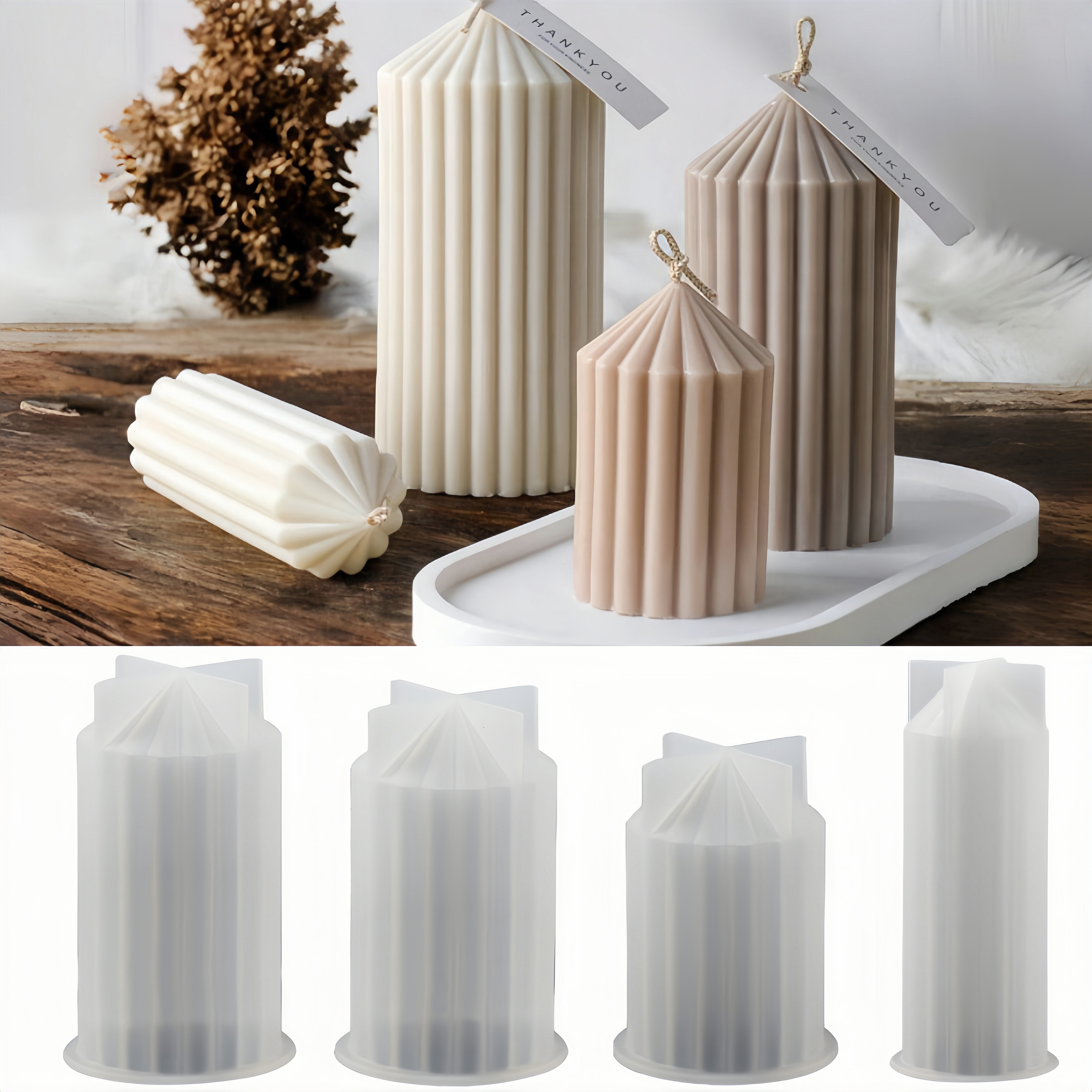 Image of Resin Casting Molds Set Of 4 - Mixed Geometric Shape Silicone Candle Mold Kit, Resin Casting Candle Decorations, Suitable For Candle Making, Soap Crafting, Home Decoration Gifts