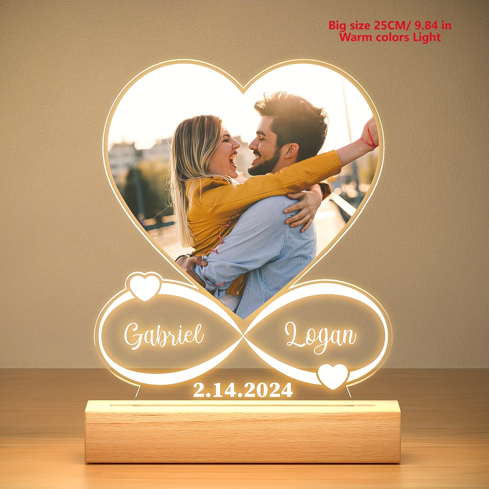Custom Photo Frame with Night Light - Personalized Gift - Good Christmas gifts for girlfriend and anniversary present