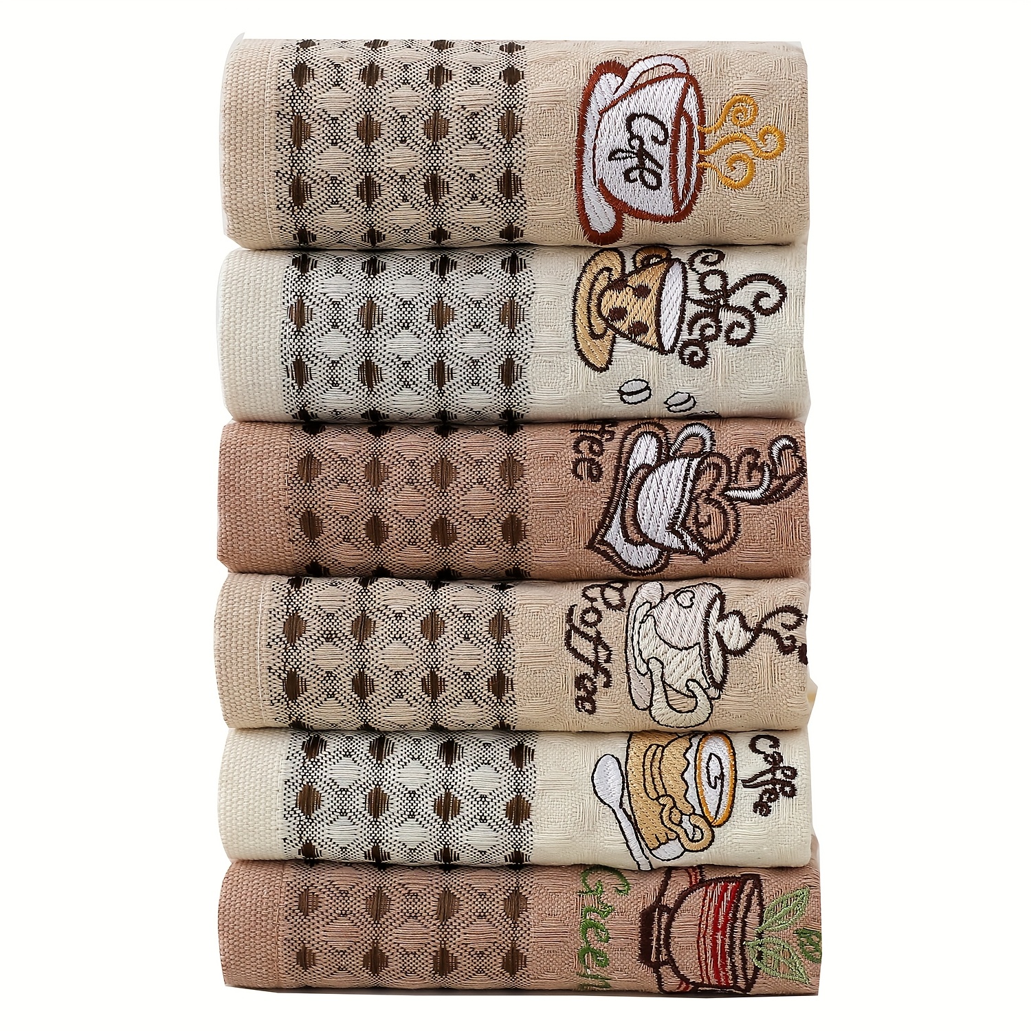 Image of Premium 6pcs 25cm X 50cm Dish Towels, Waffle Weave Ultra-absorbent Kitchen Towels, For Home, Reusable Cleaning Towel Set For Kitchen Cleaning