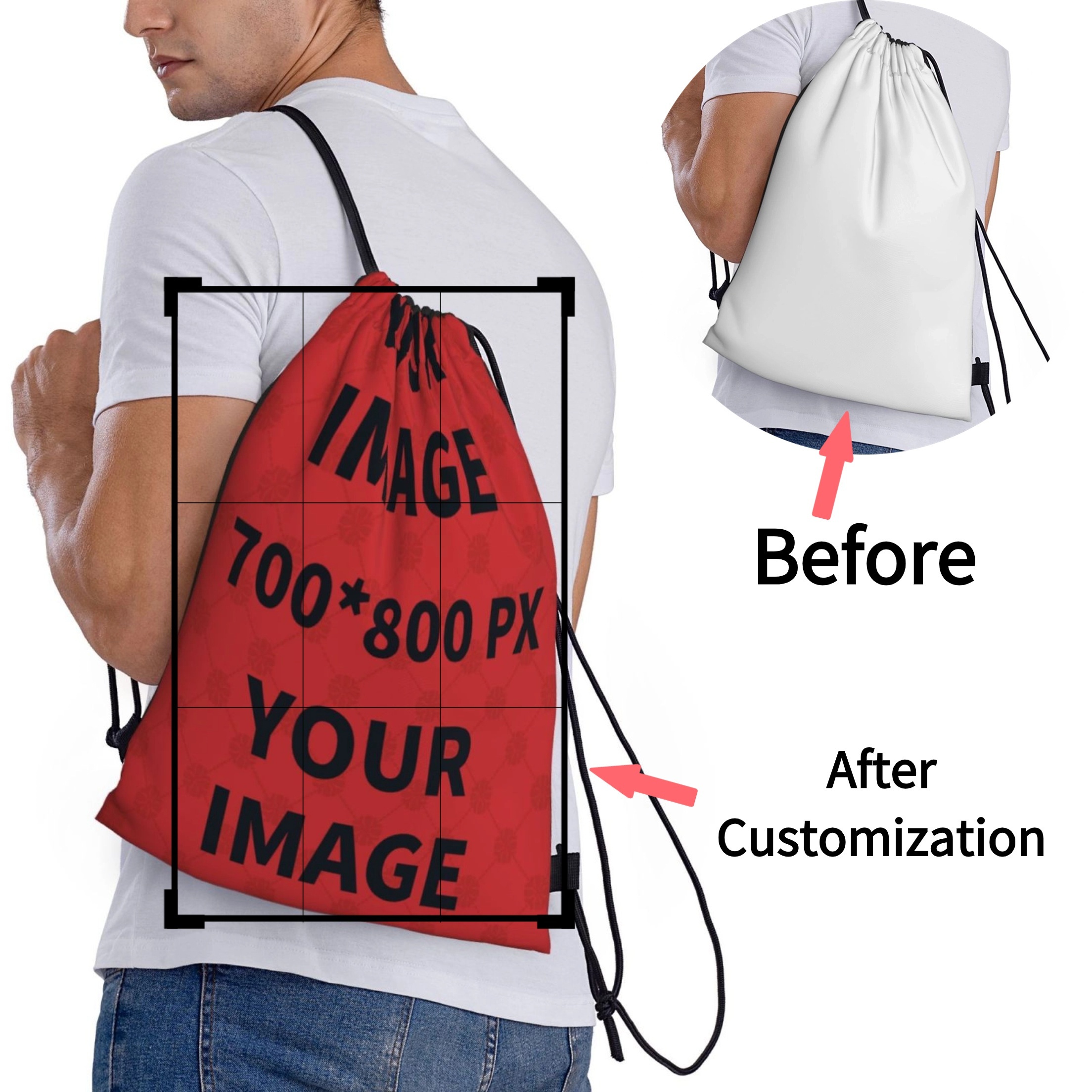 

Custom Photo & Text Canvas Drawstring Gift Bags - 4pcs, Dual-sided , Foldable & Washable, Retail Stores