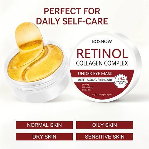 60pcs retinol collagen eye mask firming eye mask anti aging skincare under eye patches hydration cooling suitable for wrinkles dark circles gel eye masks suitable for eye puffiness dark circles improves signs