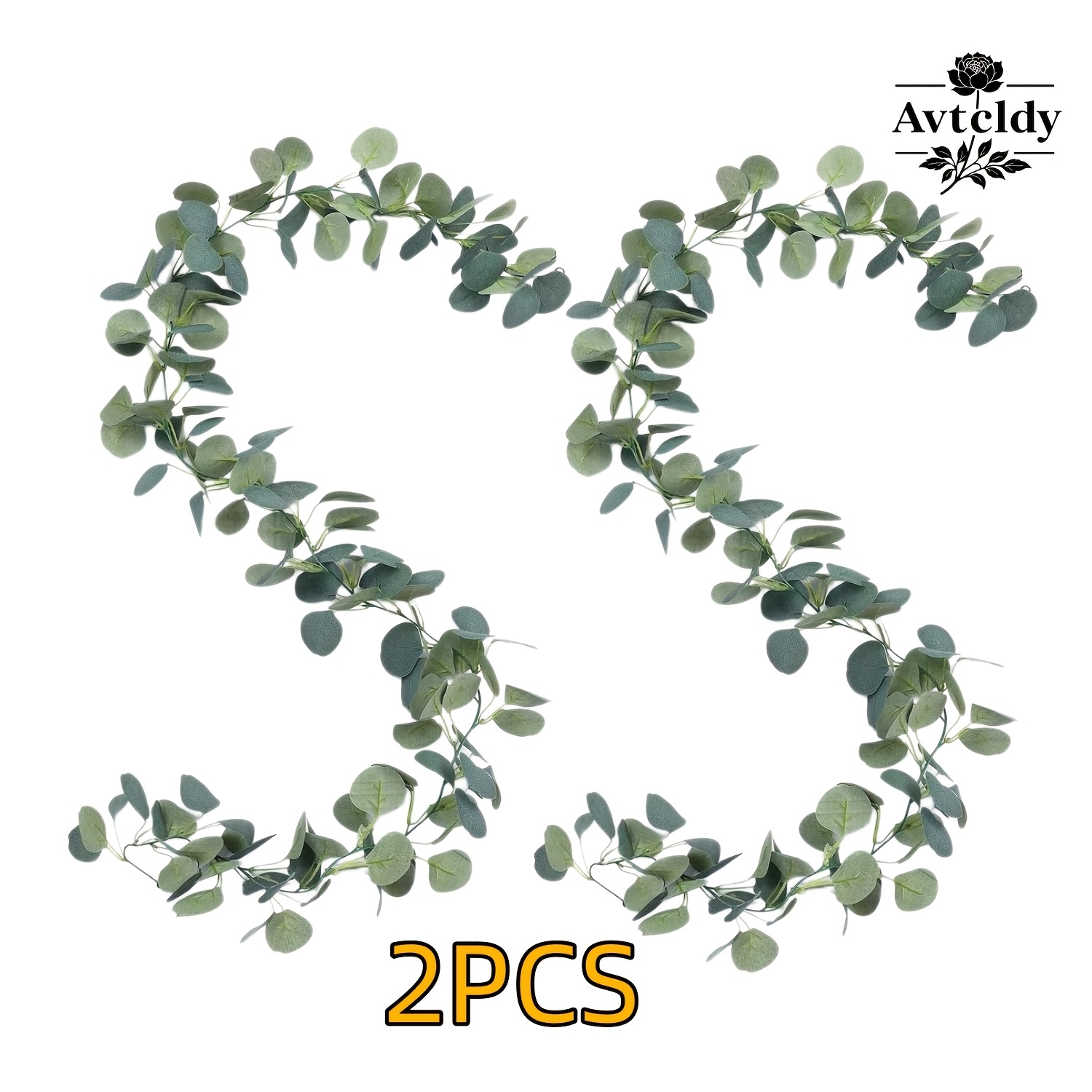 TEMU Avtcldy 2pcs 180cm/70.86in Artificial Simulated Eucalyptus Leaf Vine Greenery, Realistic Vine, Suitable For Arch Wedding Backdrops, Table