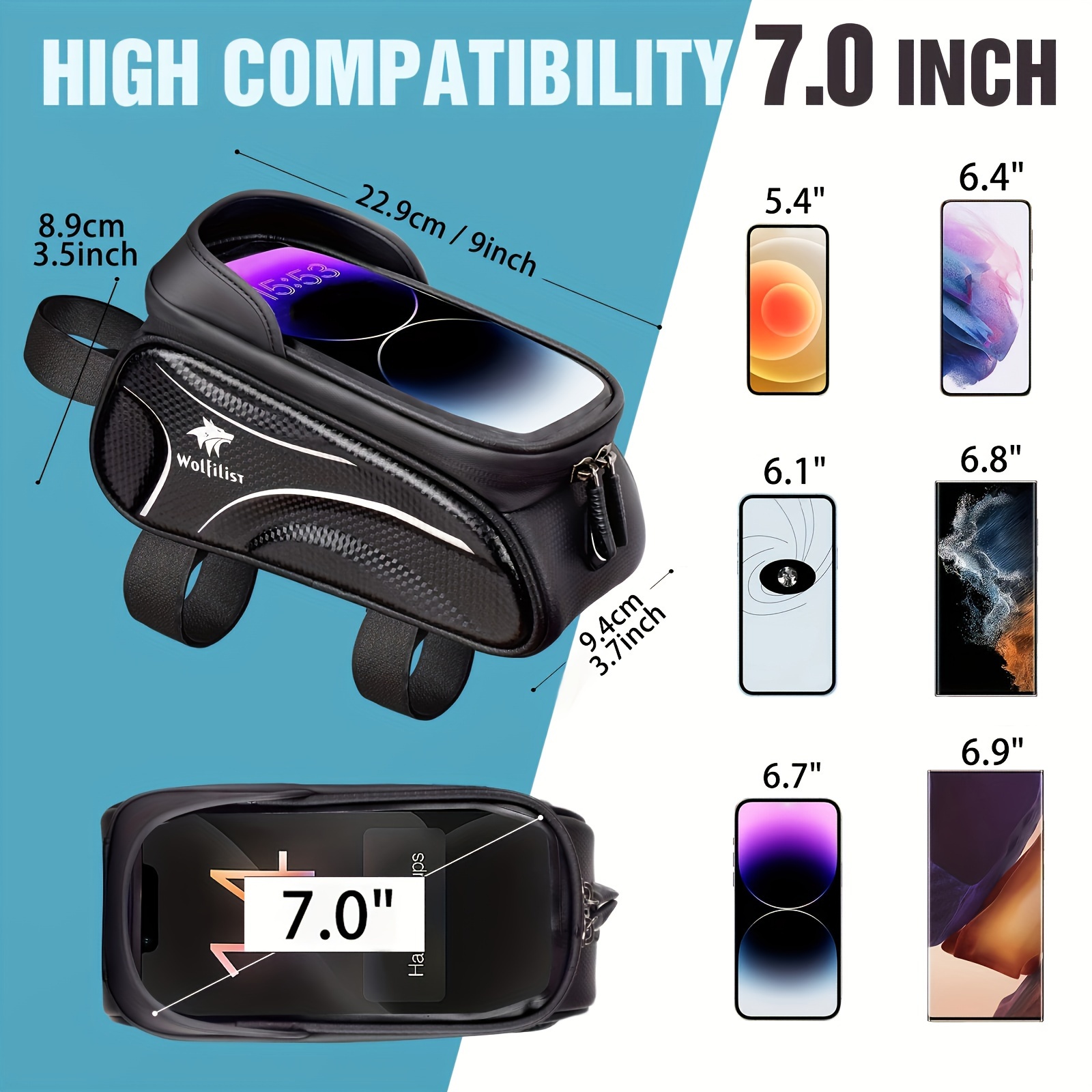 Sacoche Vélo Téléphone Étanche, Support Téléphone Vélo Cadre avec Ecran  Tactile Sensible Bicyclette Guidon Pochette Vélo