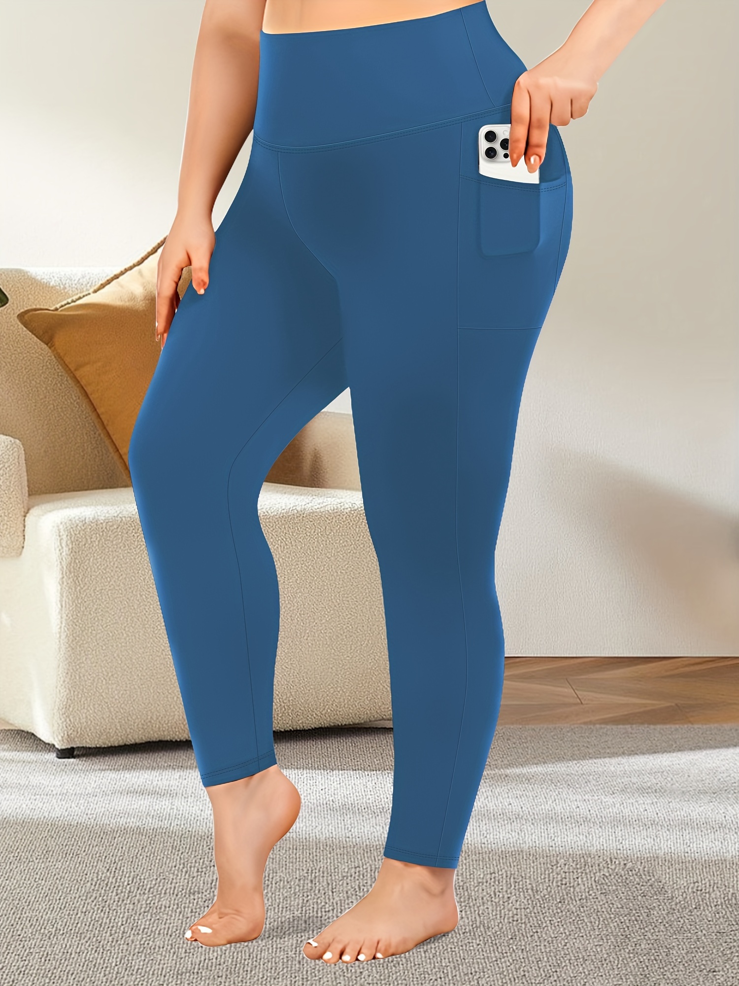 Navy blue yoga pants plus size best sale