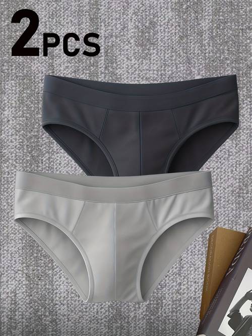 2 pack mens briefs solid close fitting and comfortable elastic waistband