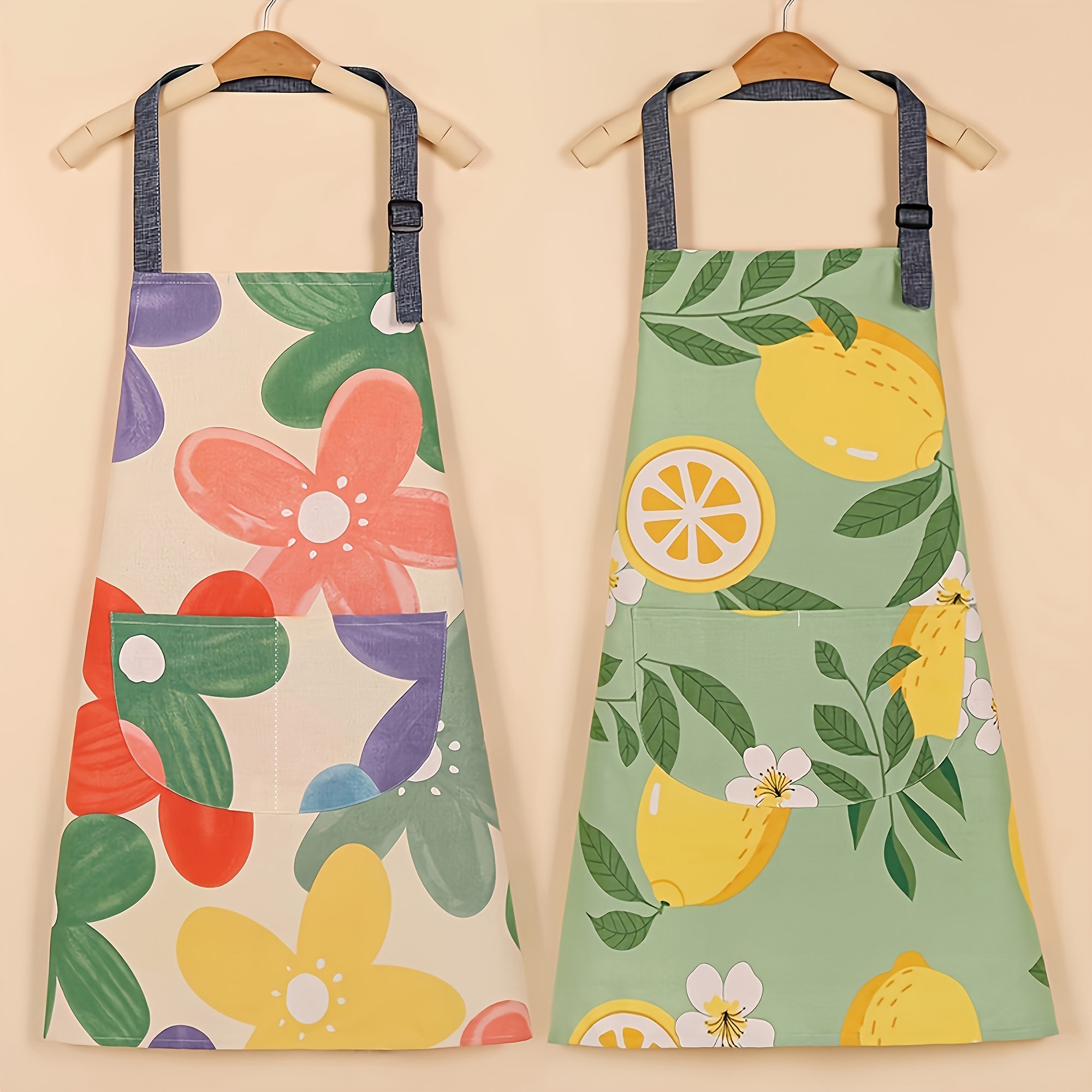 

1pc Floral Cooking Aprons, Adjustable Soft Bib Apron With Big Pocket, Waterproof Apron For Cooking Baking Chef, Kitchen Supplies