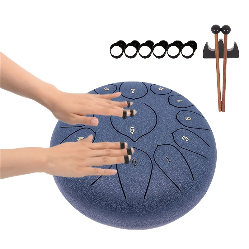 13 note carbon steel tongue drum   major 10 inch handpan drum with carry bag music book drumsticks mallet holder sound sticker and finger paddles handpan musical percussion instruments gifts for sound healing yoga meditation