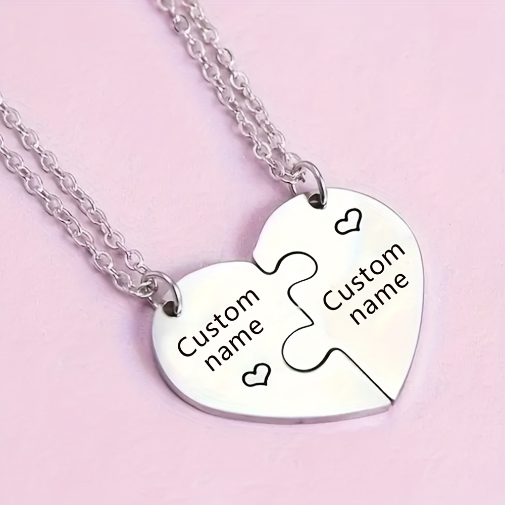 2 pièces collier puzzle cœur acier inoxydable - Temu France
