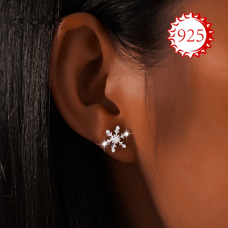 

Elegant 925 Sterling Silvery Stud Earrings For Women - Hypoallergenic, Perfect Gift For Couples & , Ideal For Weddings, Parties, And Holidays