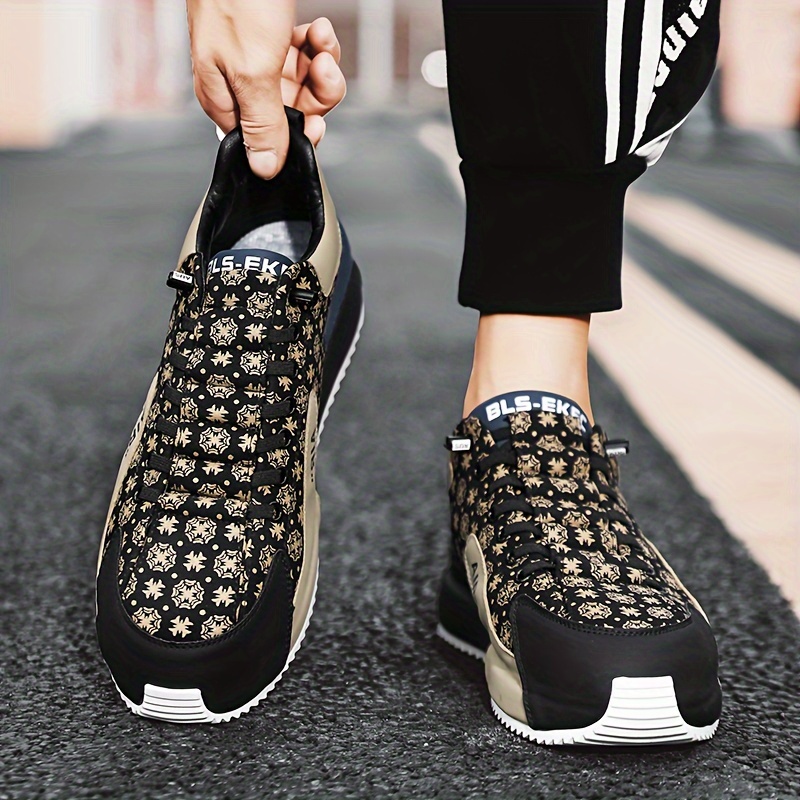 mens fashion sneakers low top lace up casual shoes with graphic pattern korean style footwear pu upper fabric comfort cloth insole details 1
