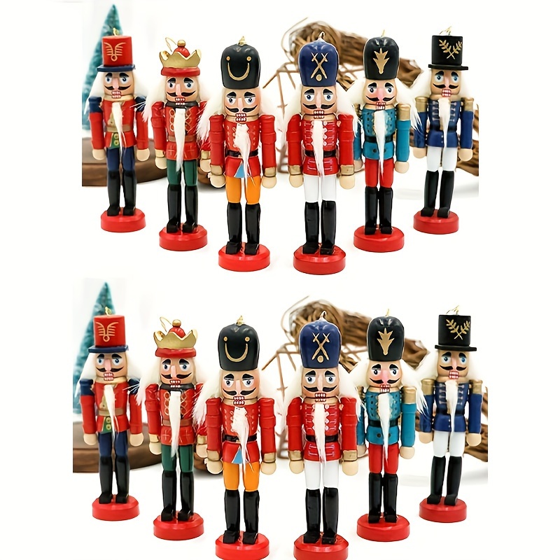 

12pcs Figurines Set - Traditional Wooden Ornaments For Christmas & Halloween Decor, Box, No Batteries Required, Featherless, Decoration