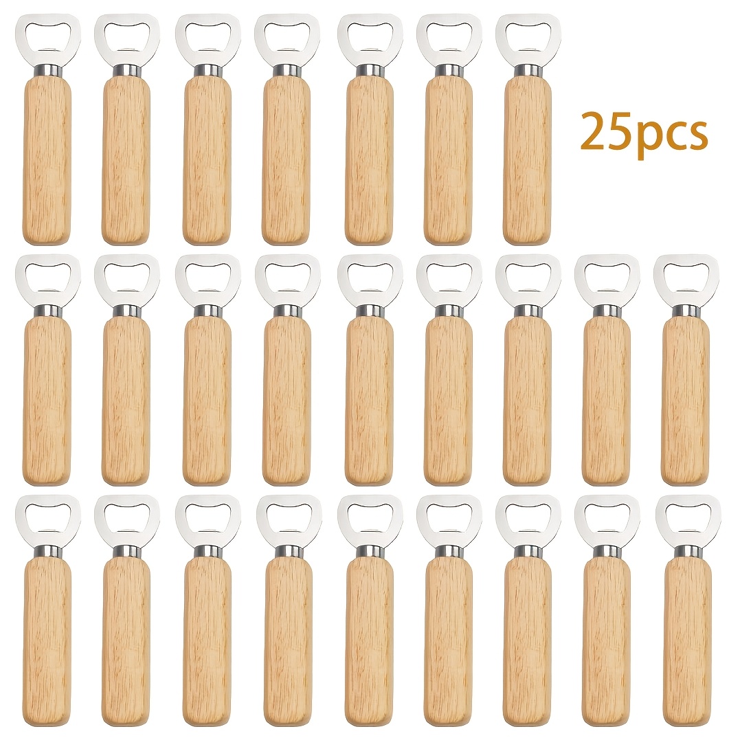 Image of Dofiki 25/50/99pcs Stainless Steel Bottle Opener, Wooden Handle Beer Bottle Opener, Great For Engraving, Wedding Gift Set Home Kitchen Bar Restaurant