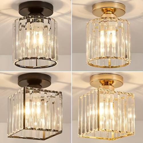 modern minimalist light luxury e27 bulb base crystal ceiling light hallway doorway staircase wardrobe bedroom kitchen halloween and christmas lighting fixture without bulbs