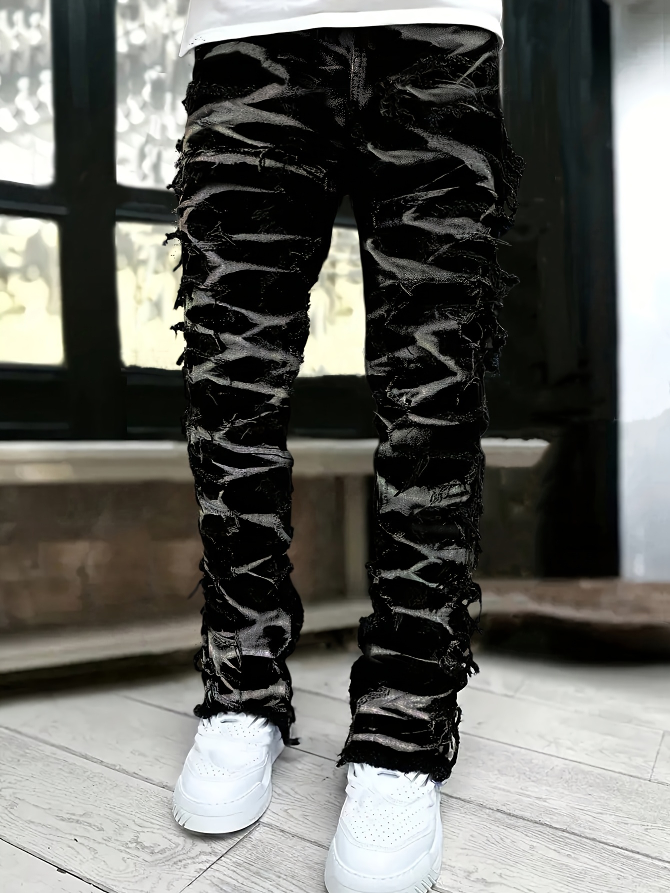 Onsoyours Jeans da Uomo Elasticizzati Pantaloni Strappati Denim Moda Casual Skinny Leggeri Jeans Designer Uomo Jeans Stretch Jeans Basic Slim Fit A Azzurro XS