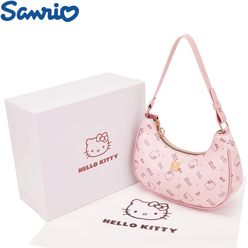 

1pc Sanrio Hello Kitty Leather Messenger Bag, Style Animal Print, Lightweight With Removable Strap, Zipper Closure, Polyester Lined, Shape Shoulder Bag