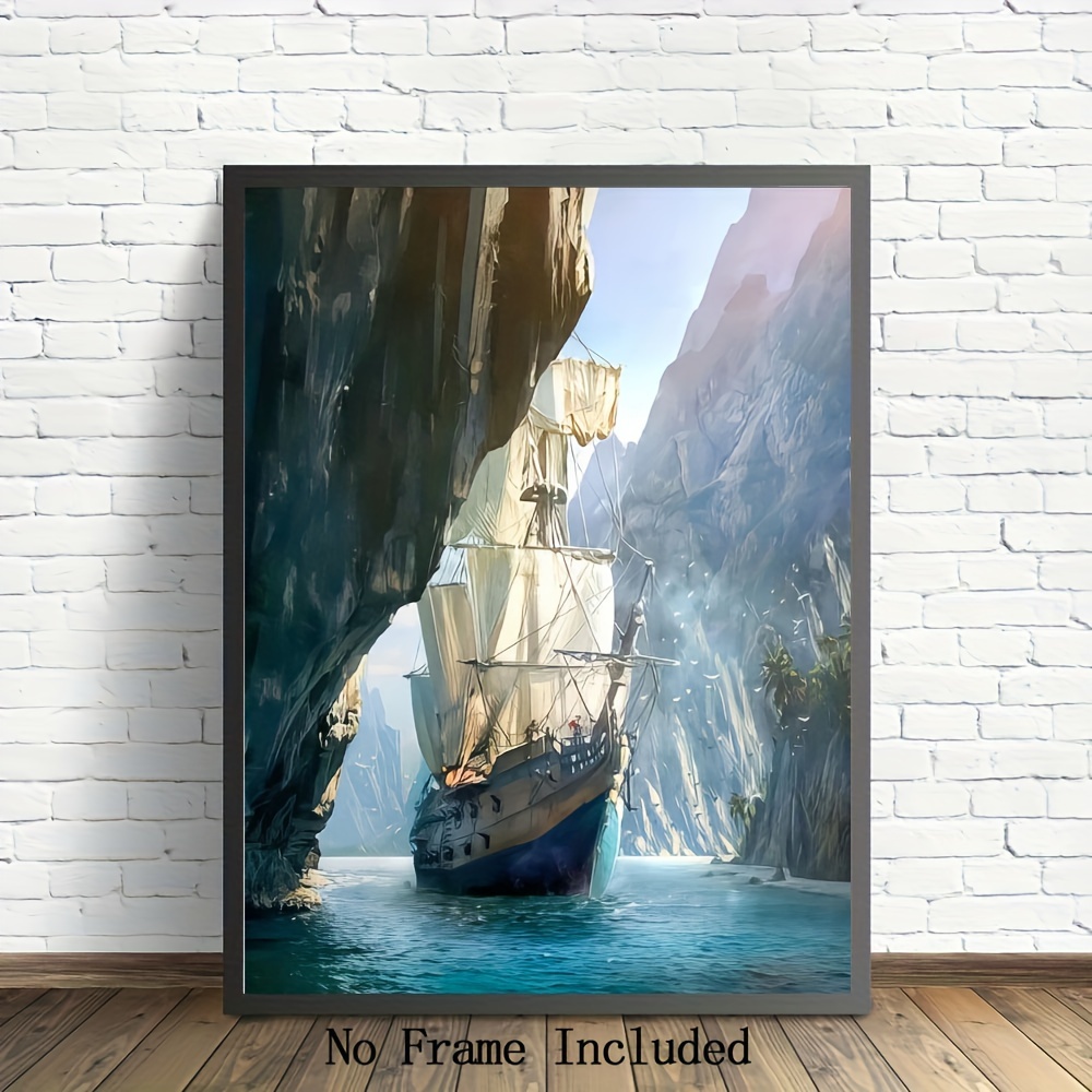 Vintage Home Art Wall Decor Pirate Ship Oil Painting Picture Printed On  Canvas
