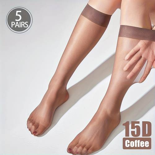 5 pairs womens elegant plus size calf socks soft breathable casual and formal wear translucent durable material daily to formal occasions minimalist essential 5pcs multifunctional stockings high quality socks