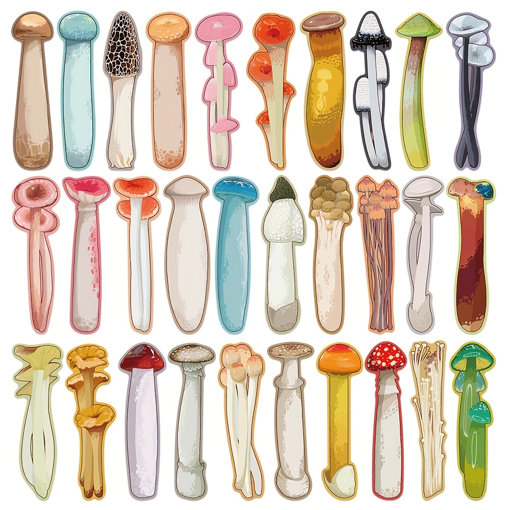 30 piezas de adorables   de libros con diseño de hongos - decoración creativa para páginas y libros, regalo exquisito para amantes de la lectura