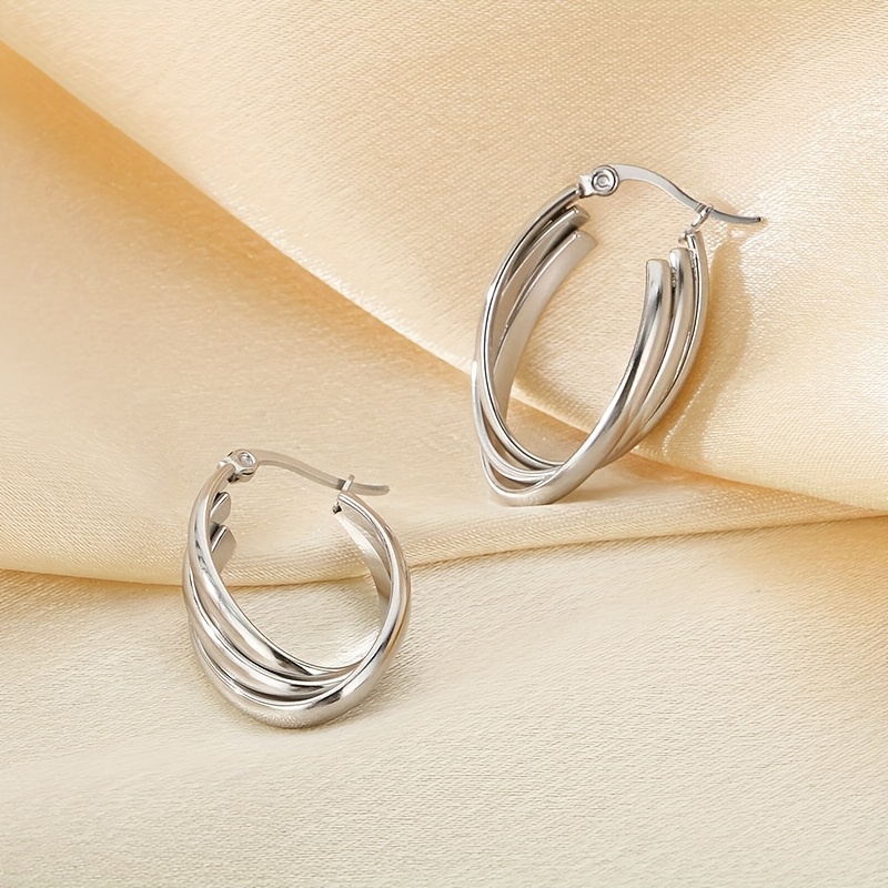 Oval Stainless Steel Earrings for Women