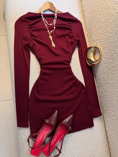 burgundy dress sold on Temu United States burgundy dress sold on Temu United States